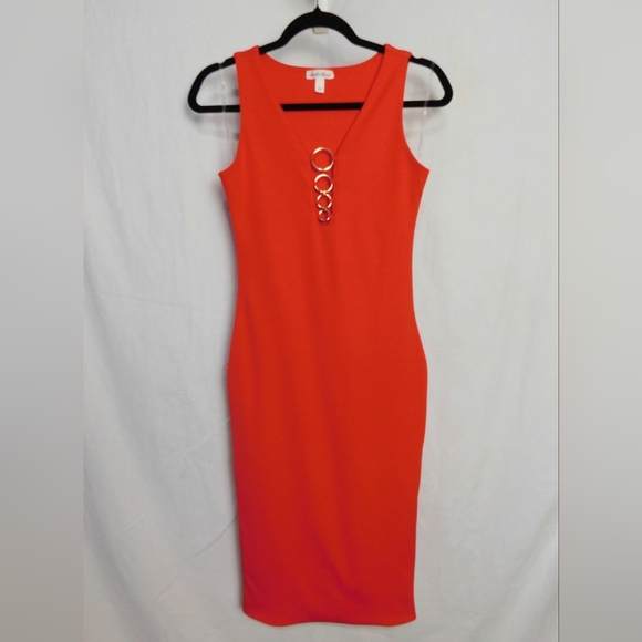 NWT Rings of Heart Red Peekaboo Bodycon Dress Size Small by Derek Heart - Picture 3 of 7